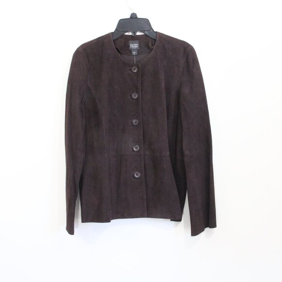 Eileen Fisher Jacket NEW Women Brown Goat Suede Coat medium petite PM - Picture 7 of 15